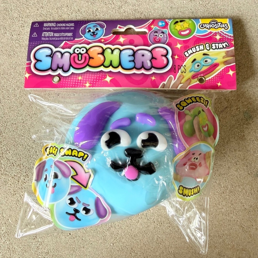 Smushers Face Swap Squeezy Fidget Toy Blue Viral Squishy ORB Curiosities NEW